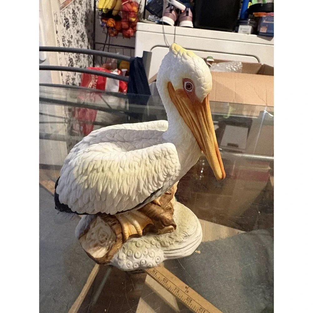 Vintage Lefton China White Pelican Figurine KW910 Hand Painted Porcelain Bird